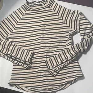 Free People Black and Cream backless Striped Long Sleeve Top